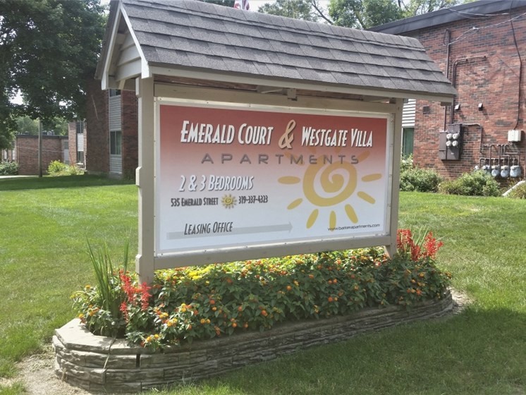 Emerald Court main sign at Emerald Court, Iowa City, IA, 52246
